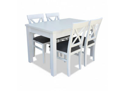 Conception Ensemble de salle à manger en bois Table 4x Ensemble de chaises Lehn Suite Rembourrage 5 pièces Lehn