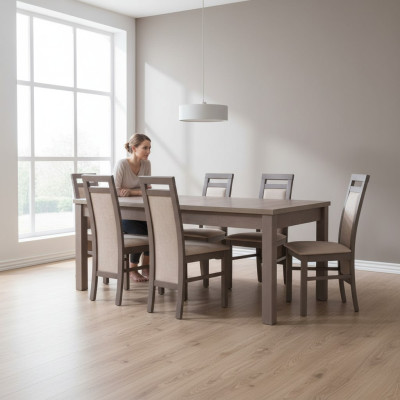 Ensemble de suite de table en bois noble 7 pièces. Salle à manger salon 6x fauteuil chaise siège