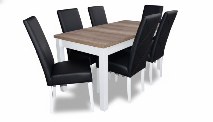 Ensemble de salle à manger complet Table à manger 6 chaises Ensemble de salle à manger Ess Group Bois Cuir Tables table 7pcs