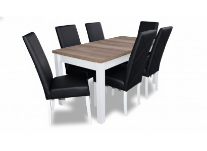 Ensemble de salle à manger complet Table à manger 6 chaises Ensemble de salle à manger Ess Group Bois Cuir Tables table 7pcs