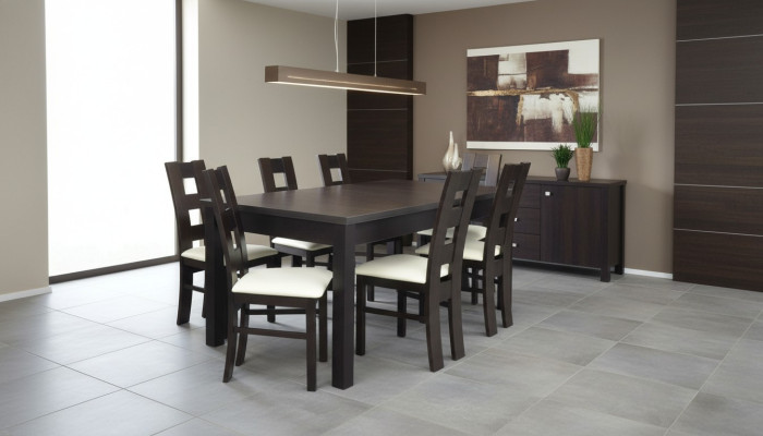 Salle à manger Design Meubles Groupe de chaises Table 6 chaises à dossier incliné Ensemble Suite neuf 7 pièces.