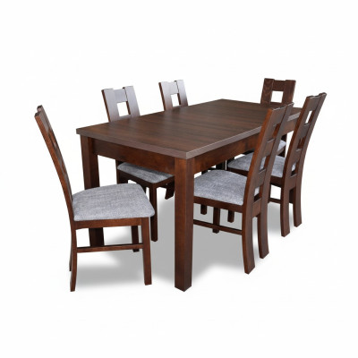 Meubles design Table en bois Siège Salle à manger 6x Chaises 7 pièces Ensemble Suite Bois massif
