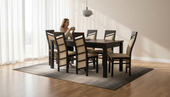Ensemble de salle à manger complet Fauteuil Table 6 chaises Ensemble de salle à manger de luxe Ensemble de 7 pièces