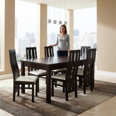 Table à manger Salle à manger Ensemble complet 6x chaises Ensemble Ess Bois Table Tables 7 pièces