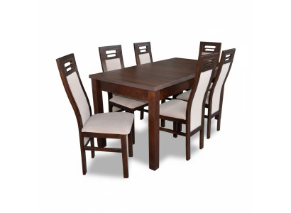 Table à manger en bois 6 chaises Ensemble Suite Groupe de salle 7 pièces. Tables fauteuils neufs