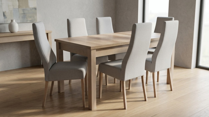 Salle à manger complète Suite Fauteuil Table 6x Chaises Ensemble de salle à manger de luxe Set 7 pièces