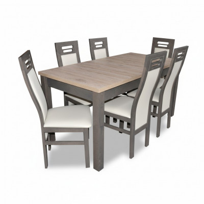 Chaise en bois véritable, table en bois, siège de salle à manger 6x chaises 7 pièces. Ensemble suite