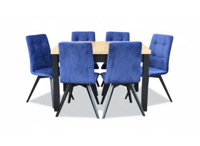 Groupe Salle à manger Siège Rembourrage Meubles Suite Design 7 pièces. Ensemble table + 6 chaises