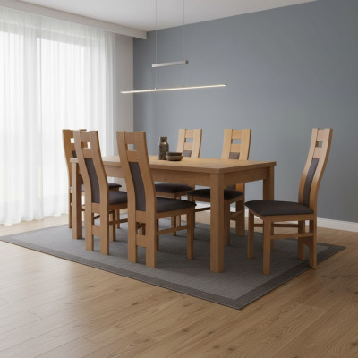 Salle à manger 6x fauteuils Ensemble de 7 pièces Suite classique Table de salle à manger Groupe de chaises de luxe