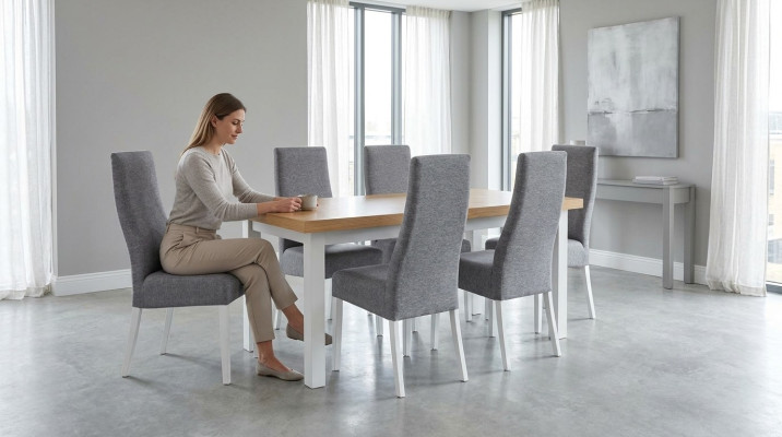 Salle à manger Ensemble complet Table 4x Chaise Set 7pcs. Table à manger Ensemble de salle à manger en bois neuf