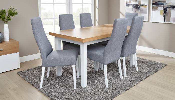 Salle à manger Ensemble complet Table 4x Chaise Set 7pcs. Table à manger Ensemble de salle à manger en bois neuf