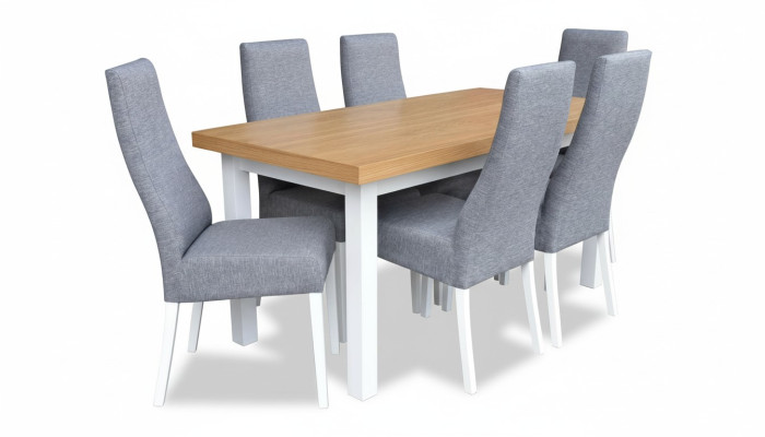 Salle à manger Ensemble complet Table 4x Chaise Set 7pcs. Table à manger Ensemble de salle à manger en bois neuf
