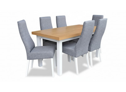 Salle à manger Ensemble complet Table 4x Chaise Set 7pcs. Table à manger Ensemble de salle à manger en bois neuf