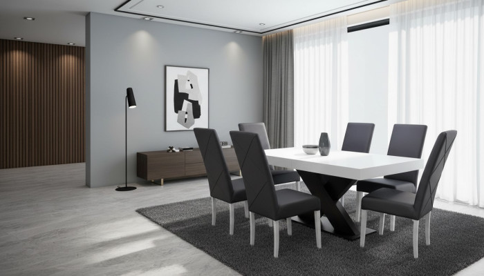 Salle à manger Ensemble Vitrine Table à manger 6x Chaise Suite Groupe de tables 7 pièces. Ensemble moderne