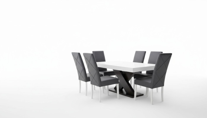 Salle à manger Ensemble Vitrine Table à manger 6x Chaise Suite Groupe de tables 7 pièces. Ensemble moderne