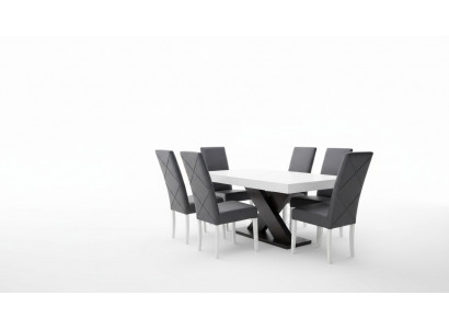 Salle à manger Ensemble Vitrine Table à manger 6x Chaise Suite Groupe de tables 7 pièces. Ensemble moderne