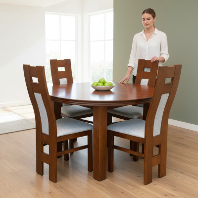 Ensemble complet Table à manger Salle à manger 4 chaises Ensemble de groupe de bois de table 5pcs