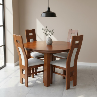 Ensemble complet Table à manger Salle à manger 4 chaises Ensemble de groupe de bois de table 5pcs