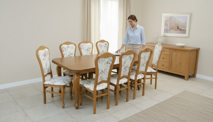 Ensemble complet Table à manger + 8 chaises Salle à manger Ensemble Ess Groupe Table en bois Tables 9 pièces