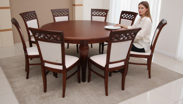 Salle à manger Tsiche Groupe Table à manger Ensemble en bois 8x Chaises 9 pièces