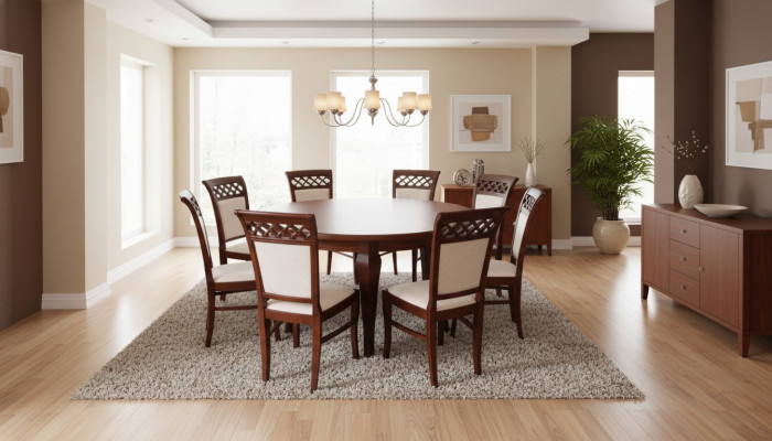 Salle à manger Tsiche Groupe Table à manger Ensemble en bois 8x Chaises 9 pièces