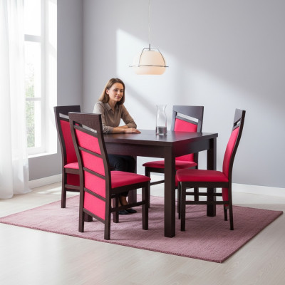 Fauteuils Design Table à manger + Ensemble de 4 chaises Suite Groupe de chambre 5 pièces. Tables