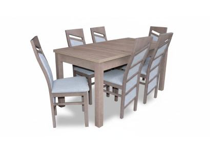 Ensemble de table à manger 6x Chaises Chaise à dossier d'appui Suite de tables Groupe de salle à manger 7 pcs. Bois
