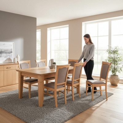 Ensemble complet de salle à manger, 4 chaises, ensemble de salle à manger en bois, table de 5 pièces.