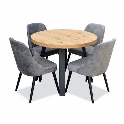 Salle à manger ronde + 4 chaises Ensemble de chaises Table ronde en bois Tables rondes Ensemble de 5 pièces