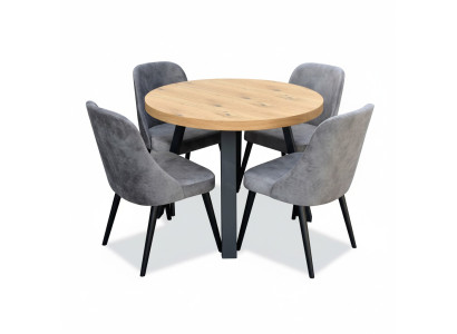 Salle à manger ronde + 4 chaises Ensemble de chaises Table ronde en bois Tables rondes Ensemble de 5 pièces