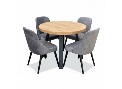 Salle à manger ronde + 4 chaises Ensemble de chaises Table ronde en bois Tables rondes Ensemble de 5 pièces