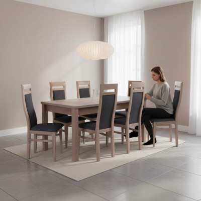 Table à manger rectangulaire 6 chaises Ensemble de chaises en bois Tables de salle à manger Ensemble de 7 pièces