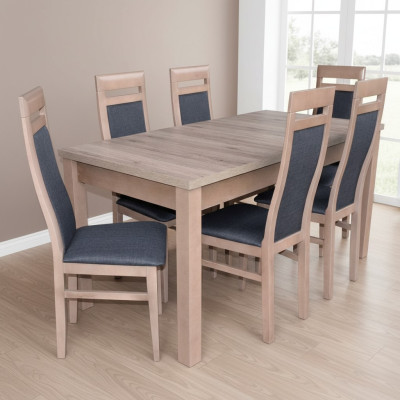 Table à manger rectangulaire 6 chaises Ensemble de chaises en bois Tables de salle à manger Ensemble de 7 pièces