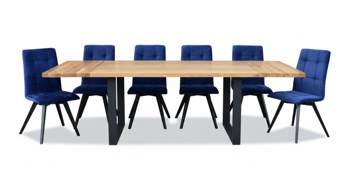 Ensemble complet de salle à manger avec table à manger et 6 chaises en bois. Groupe de salle à manger comprenant 7 pièces.