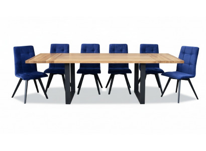 Ensemble complet de salle à manger avec table à manger et 6 chaises en bois. Groupe de salle à manger comprenant 7 pièces.