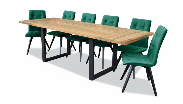 Ensemble de chaise de salle à manger design en métal Table Fauteuil 6x Chaises Suite de table 7pcs.