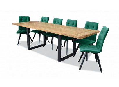 Ensemble de chaise de salle à manger design en métal Table Fauteuil 6x Chaises Suite de table 7pcs.