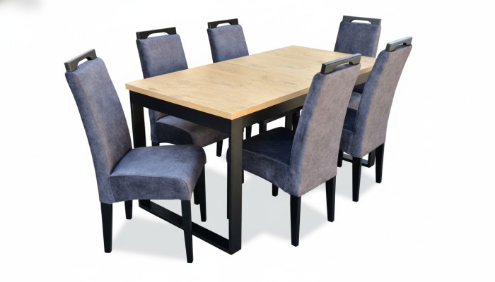 Ensemble de salle à manger classique avec table rectangulaire et 6 chaises, fauteuil, groupe de 7 pièces.
