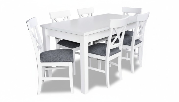 Ensemble de salle à manger de style antique moderne en bois et métal Table à manger Ensemble de salle à manger 6x Chaises Chaise