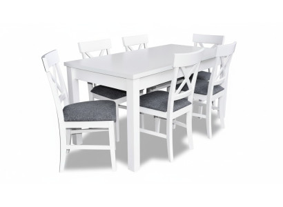 Ensemble de salle à manger de style antique moderne en bois et métal Table à manger Ensemble de salle à manger 6x Chaises Chaise