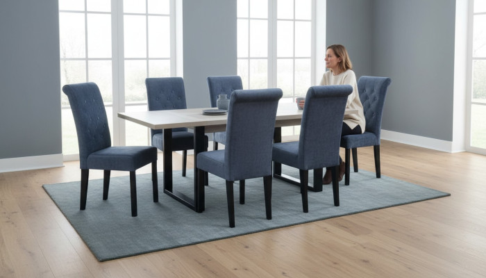 Suite de design de salle à manger de luxe 7 pièces. Ensemble Table + 6 Chaises Moderne Complet nouveau