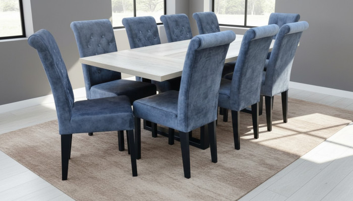 Suite de design de salle à manger de luxe 7 pièces. Ensemble Table + 6 Chaises Moderne Complet nouveau