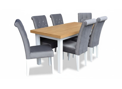 Fauteuil Table à manger avec 6 chaises Salle à manger Groupe de table Suite 7 pièces