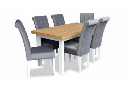 Fauteuil Table à manger avec 6 chaises Salle à manger Groupe de table Suite 7 pièces