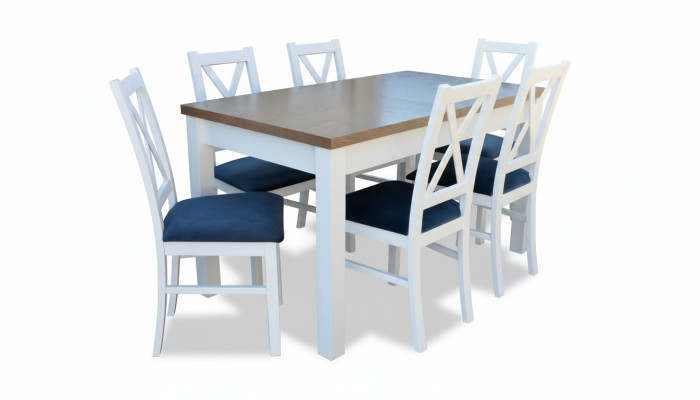 Table de salle à manger Ensemble Table 6xChaises Chaise Salle à manger Ensemble Table Bois Textile 7 pièces