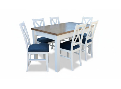 Table de salle à manger Ensemble Table 6xChaises Chaise Salle à manger Ensemble Table Bois Textile 7 pièces