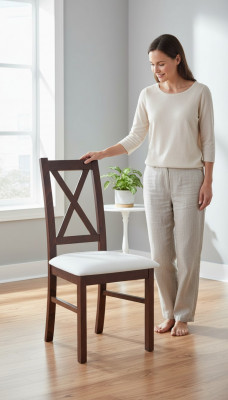 Conception Chaise en bois Ess Lehn Salle à manger Ensemble de rembourrage Chaises 1 Fauteuils