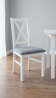 Set 1x Chaise en bois massif Chaise de salle à manger Chaise rembourrée en tissu Chaise de salle à manger Gastro neuve