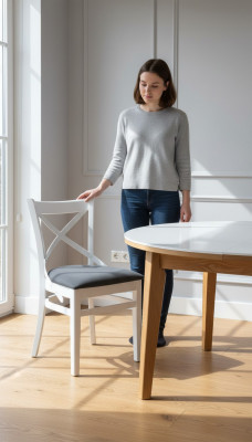 Chaises Fauteuils Design Mobilier de luxe Chaises de salle à manger Bois Textile chaise en bois nouvelle!