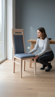 Chaises de salle à manger 1x Fauteuil Chaise de salle à manger Bois Tissu Chaise en bois neuve